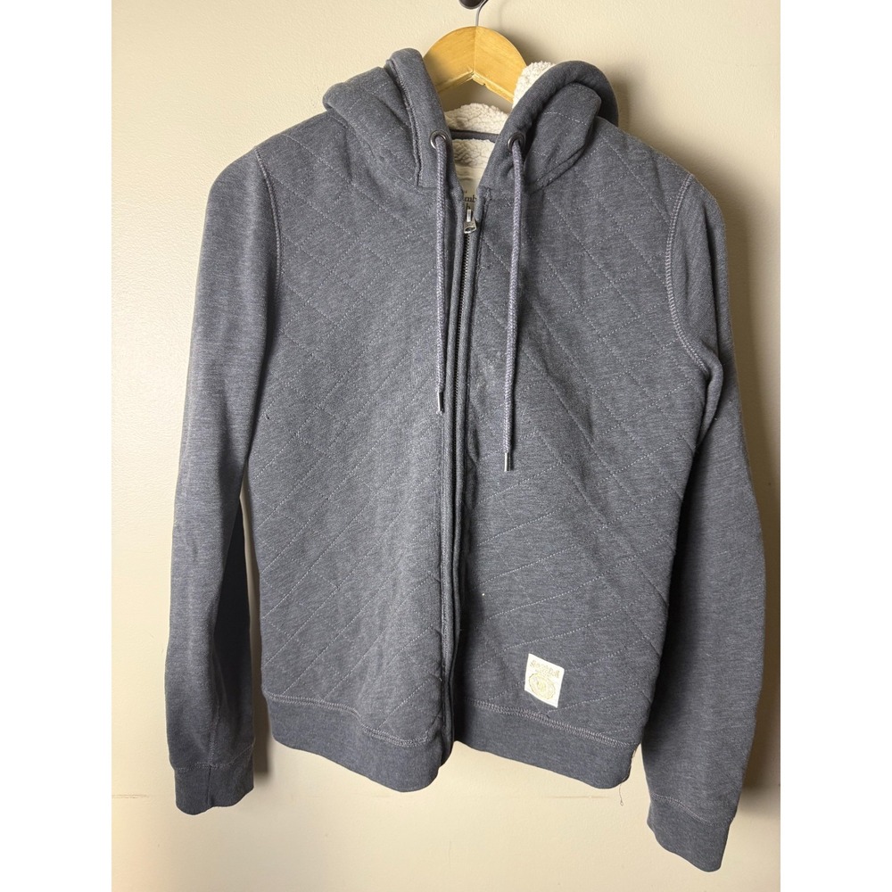 Y2K Abercrombie & Fitch Sherpa-Lined Full Zip Hoodie Womens M Gray Drawstring